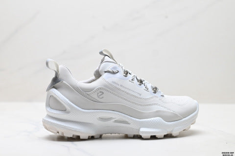 Ecco BIOM C series leather, round toe, thick sole, lace-up, low-top hiking shoes