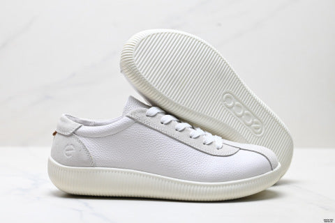 Ecco Men's Shoes Summer New Genuine Leather Breathable Versatile Thick-Soled Casual Shoes White Sneakers