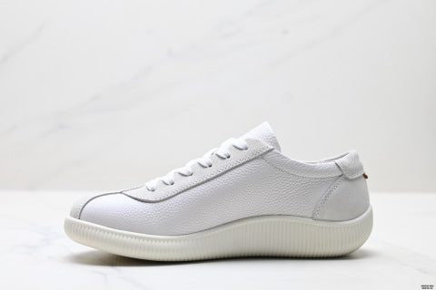 Ecco Men's Shoes Summer New Genuine Leather Breathable Versatile Thick-Soled Casual Shoes White Sneakers