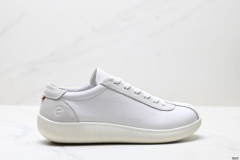 Ecco Men's Shoes Summer New Genuine Leather Breathable Versatile Thick-Soled Casual Shoes White Sneakers