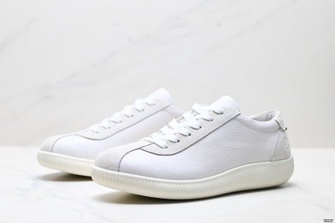 Ecco Men's Shoes Summer New Genuine Leather Breathable Versatile Thick-Soled Casual Shoes White Sneakers