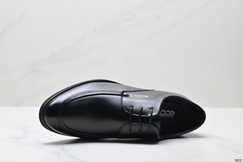 Ecco Men's Leather Shoes - Pointed Toe, Business Formal Wear, Genuine Leather, Soft Sole, Casual, British Style, Premium Fit, Plus Size Shoes