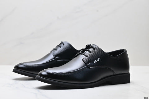 Ecco Men's Leather Shoes - Pointed Toe, Business Formal Wear, Genuine Leather, Soft Sole, Casual, British Style, Premium Fit, Plus Size Shoes