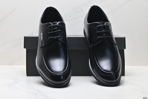Ecco Men's Leather Shoes - Pointed Toe, Business Formal Wear, Genuine Leather, Soft Sole, Casual, British Style, Premium Fit, Plus Size Shoes