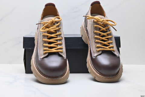 Ecco American Retro Work Shoes, Genuine Leather Low-Top Martin Shoes, Plus Size Casual Leather Shoes with Thick Sole