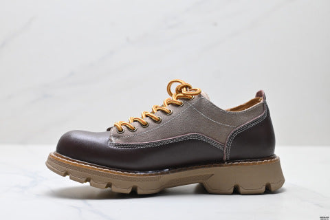 Ecco American Retro Work Shoes, Genuine Leather Low-Top Martin Shoes, Plus Size Casual Leather Shoes with Thick Sole
