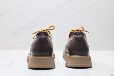 Ecco American Retro Work Shoes, Genuine Leather Low-Top Martin Shoes, Plus Size Casual Leather Shoes with Thick Sole