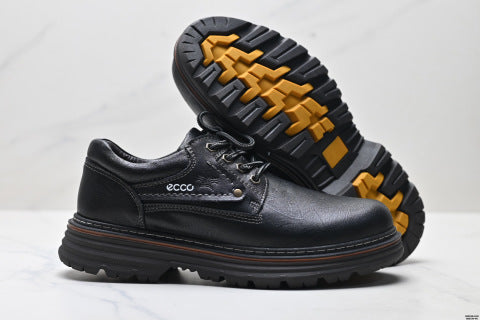 Ecco Dynamic Men's Casual Leather Shoes, Genuine Leather Thick-Soled Work Shoes, Outdoor Martin Shoes