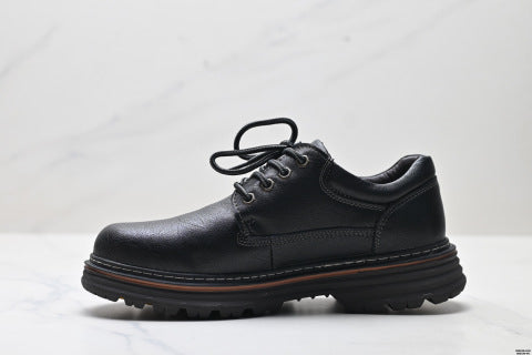 Ecco Dynamic Men's Casual Leather Shoes, Genuine Leather Thick-Soled Work Shoes, Outdoor Martin Shoes