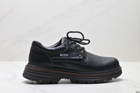 Ecco Dynamic Men's Casual Leather Shoes, Genuine Leather Thick-Soled Work Shoes, Outdoor Martin Shoes