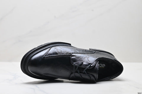 Ecco New Men's Casual Leather Shoes, Genuine Leather Business Lace-up British Style Cowhide Shoes, Soft Sole