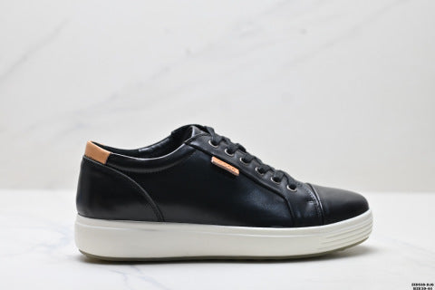 Ecco Soft 7 Lace Top Grain Cowhide Simple Business Genuine Leather Shoes