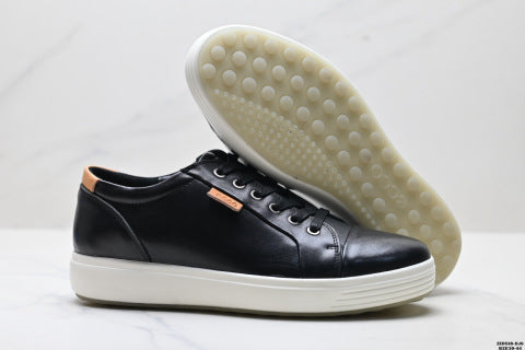 Ecco Soft 7 Lace Top Grain Cowhide Simple Business Genuine Leather Shoes