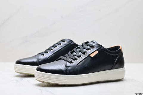 Ecco Soft 7 Lace Top Grain Cowhide Simple Business Genuine Leather Shoes
