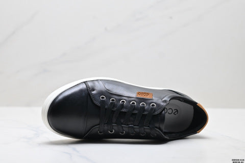 Ecco Soft 7 Lace Top Grain Cowhide Simple Business Genuine Leather Shoes