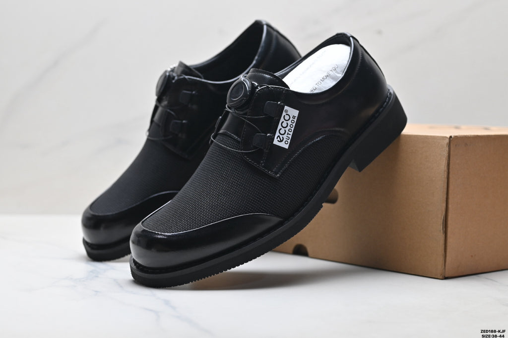 Ecco Lisbon Urban London Collection Leather Shoes: Simple Business Style, Genuine Leather Suede Casual Shoes
