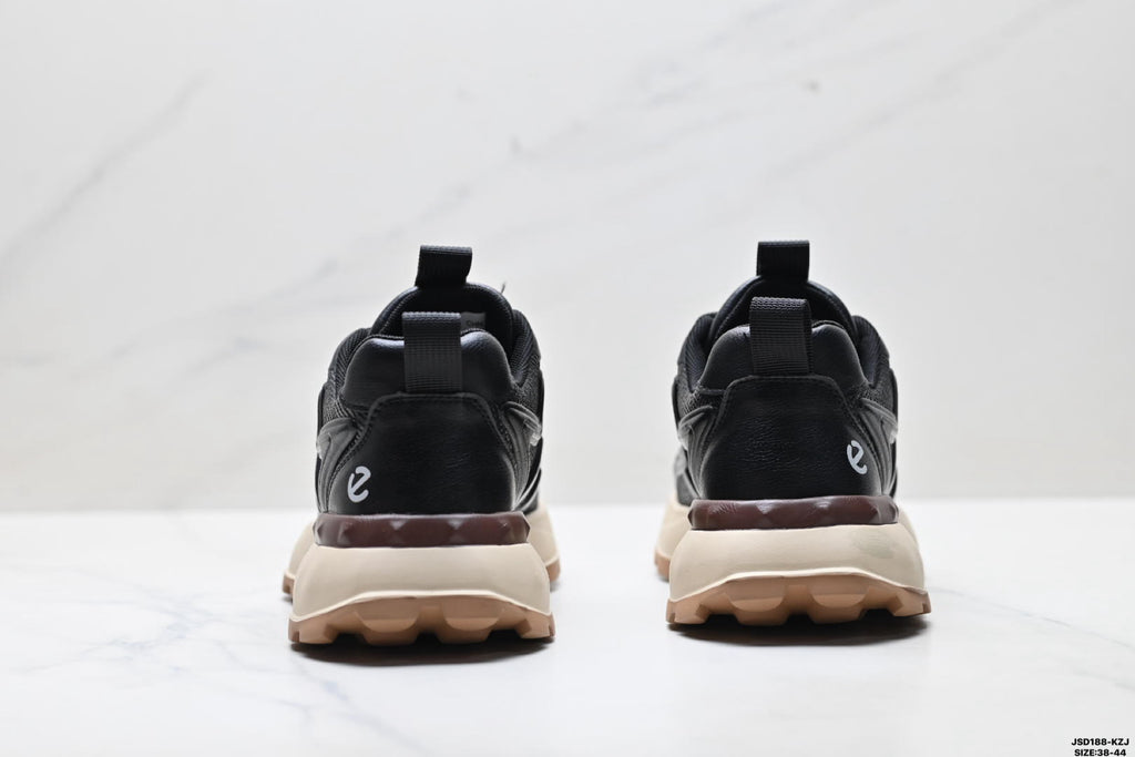 Ecco Fashion Black Leather Sneakers, Casual Men's Shoes, Biom Fjuel Lightweight Hiking Shoes.