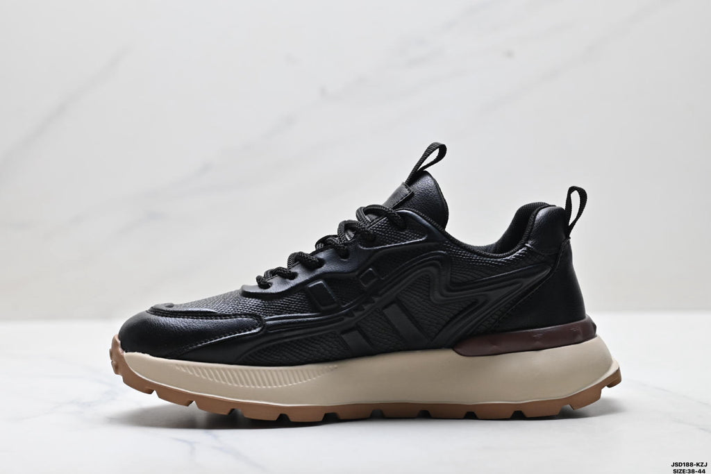 Ecco Fashion Black Leather Sneakers, Casual Men's Shoes, Biom Fjuel Lightweight Hiking Shoes.
